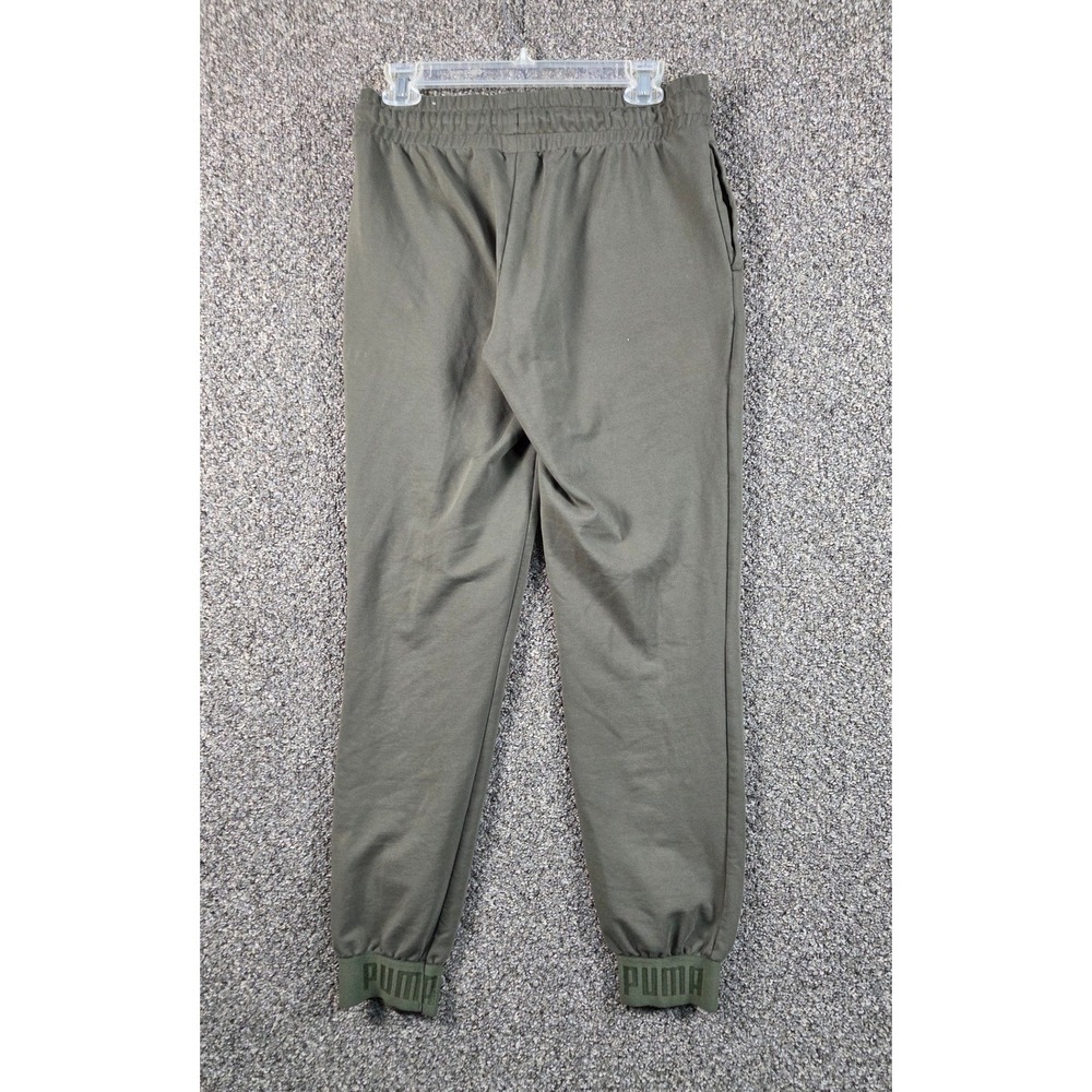 Puma Athletic Pants Mens M Olive Green Branded Cuff Joggers Fitness Sporty - Picture 3 of 5